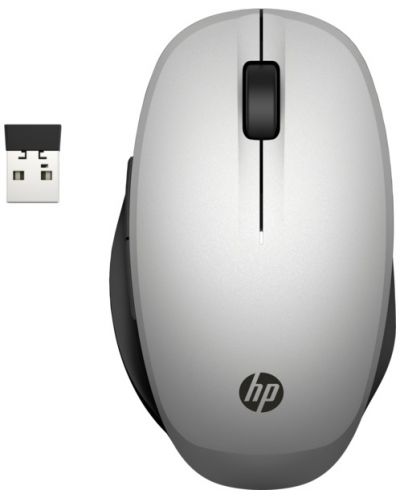 Мишка HP - 300 Dual Mode, оптична, безжична, черна/сребриста - 1