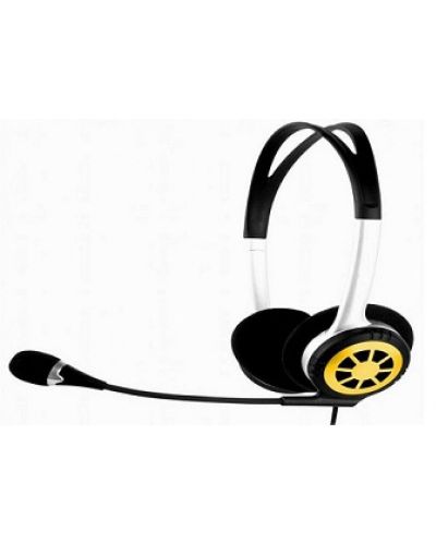 Слушалки с микрофон Microlab - K250, черни/жълти - 3