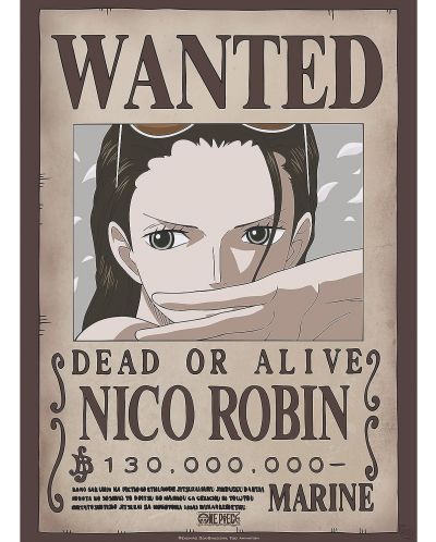 Мини плакат GB eye Animation: One Piece - Nico Robin Wanted Poster - 1
