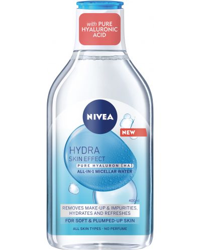 Nivea Hydra Skin Effect Мицеларна вода Pure Hyaluron, 400 ml - 1