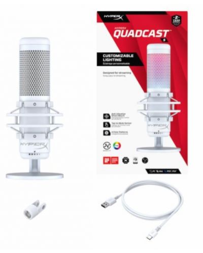 Микрофон HyperX - QuadCast S, бял - 8