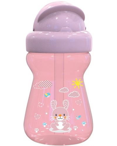 Мини спортна бутилка Lorelli Baby Care - Animals, 200 ml, розова - 1