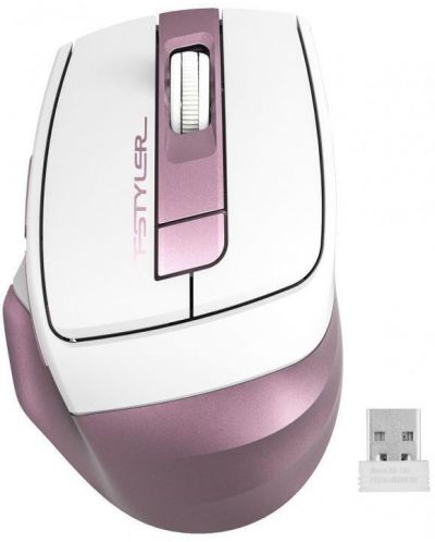 Мишка A4tech - Fstyler FG35, оптична, безжична, бяла/розова - 1