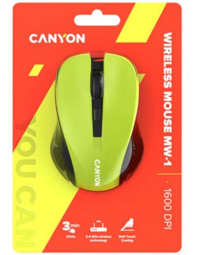 Мишка Canyon - MW-1, оптична, безжична, Yellow - 6