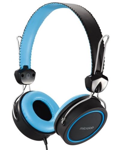 Слушалки Microlab - K300, черни/сини - 1