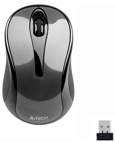 Мишка A4tech - G3-280N, оптична, безжична, сива - 1