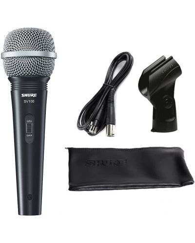 Микрофон Shure - SV100A, кабел + държач + калъф, черен - 1