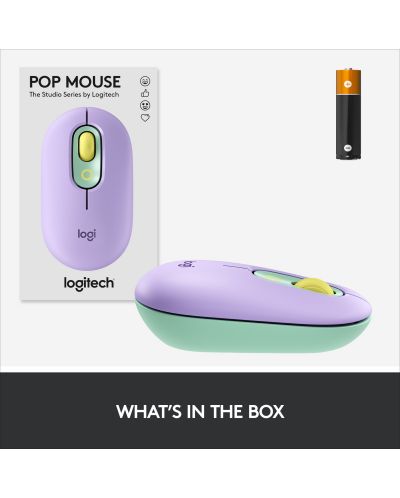 Мишка Logitech - POP, оптична, безжична, лилава/зелена - 8