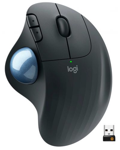 Мишка Logitech - Ergo M575, оптична, безжична, сива - 1