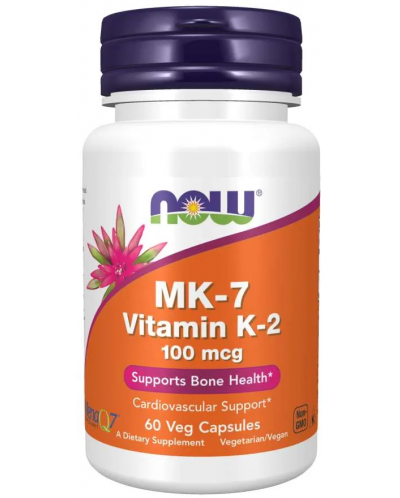 MK-7 Vitamin K-2, 100 mcg, 60 капсули, Now - 1