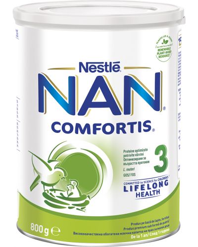 Млечна напитка на прах Nestle Nan - Comfortis 3, опаковка 800 g - 1