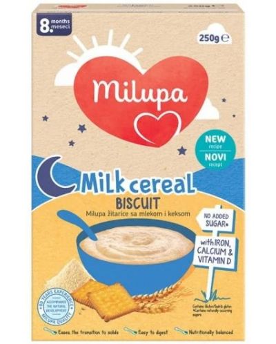 Млечна каша Milupa - Бисквити, 250 g - 1