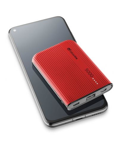 Портативна батерия Cellularline - PowerTank, 5000 mAh, червена - 2