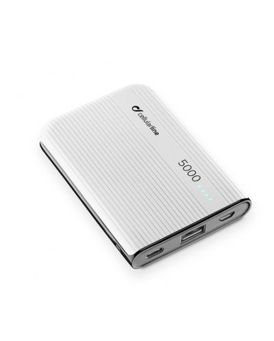 Портативна батерия Cellularline - PowerTank, 5000 mAh, бяла - 1