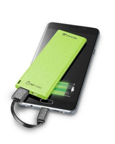 Портативна батерия Cellularline - FreePower Slim, 3000 mAh, зелена - 1