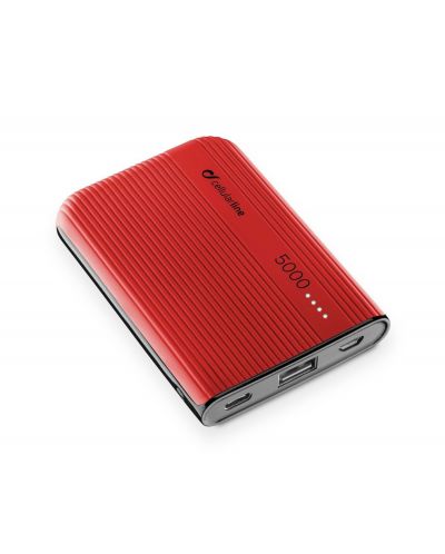 Портативна батерия Cellularline - PowerTank, 5000 mAh, червена - 1