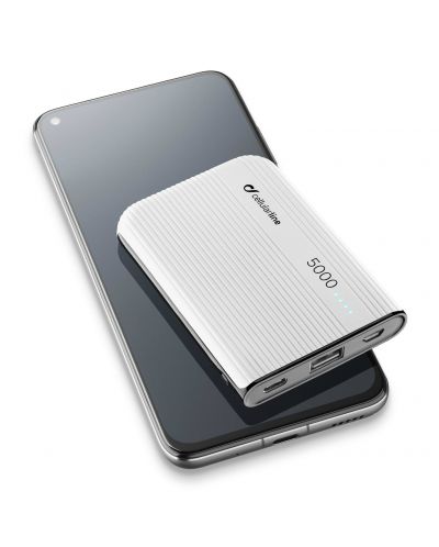 Портативна батерия Cellularline - PowerTank, 5000 mAh, бяла - 2