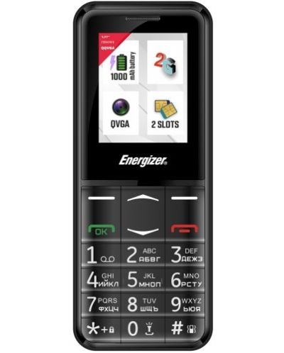 Мобилен телефон Energizer - E4, 1.77'', 32MB/32MB, черен - 1