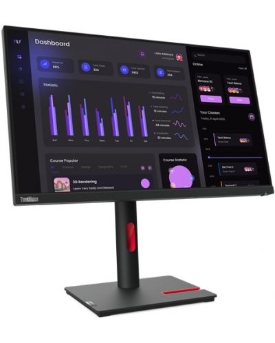 Монитор Lenovo - ThinkVision T24i-30, 23.8'', IPS, черен - 2