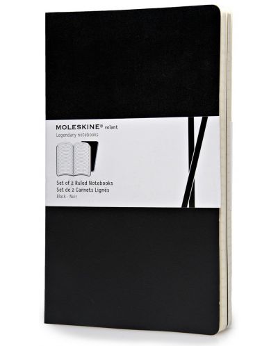 Комплект тефтери Moleskine Volant Notebook – Черен, линирани листа