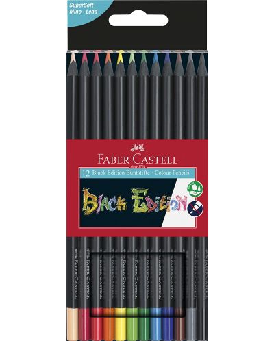 Моливи Faber Castell - Black Edition, 12 цвята - 1