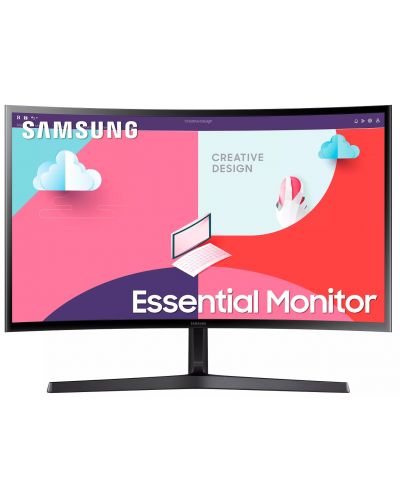 Монитор Samsung - Essential S3 S36C 24C366, 24'', FHD, VA, Curved, черен - 1