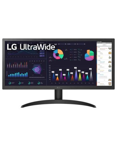 Монитор LG - 26WQ500-B, 25.7", UWHD, IPS, Anti-Glare, черен - 1