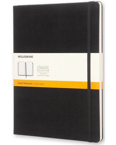 Тефтер с твърди корици Moleskine Classic Notebook XL – Черен, линирани листа - 1