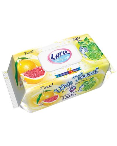 Мокри кърпи с капак  Lara Baby Soft - Family, Цитрус, 120 броя - 1