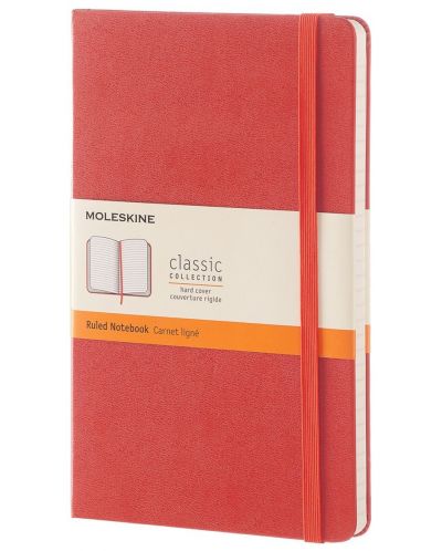 Тефтер с твърди корици Moleskine Classic – Коралов, линирани листа