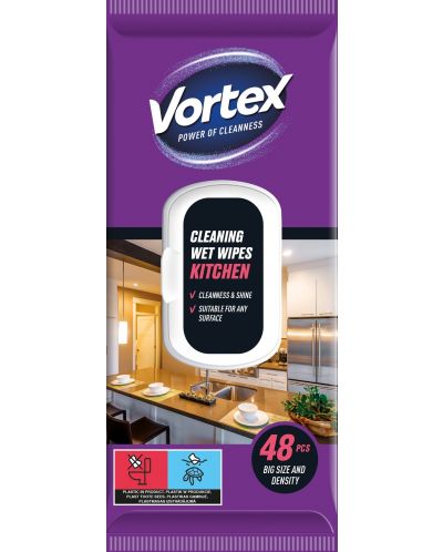 Мокри кърпи за почистване на кухня Vortex - 48 броя - 1