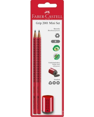Моливи Faber-Castell Grip 2001 - 2 броя, острилка, асортимент - 1