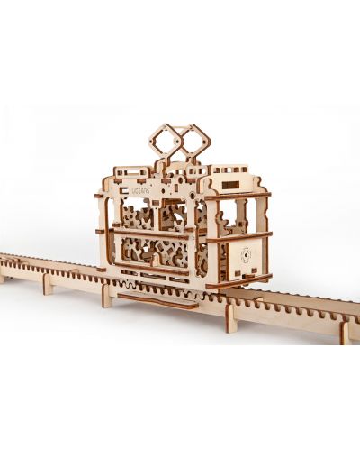 Дървен 3D пъзел Ugears от 154 части - Трамвай - 3