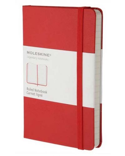 Джобен тефтер с твърди корици Moleskine Classic – Червен, линирани листа - 1