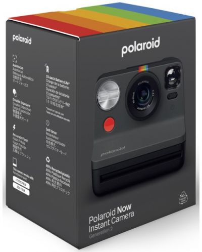 Моментален фотоапарат Polaroid - Now Gen 2, черен - 8