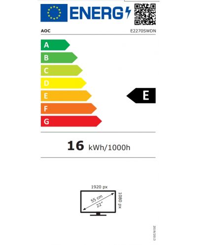 Монитор AOC - E2270SWDN, 21.5'', TN, LED, Anti-Glare, черен - 5