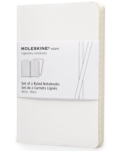 Комплект джобни тефтери Moleskine Volant Notebook – Бял, линирани листа - 1