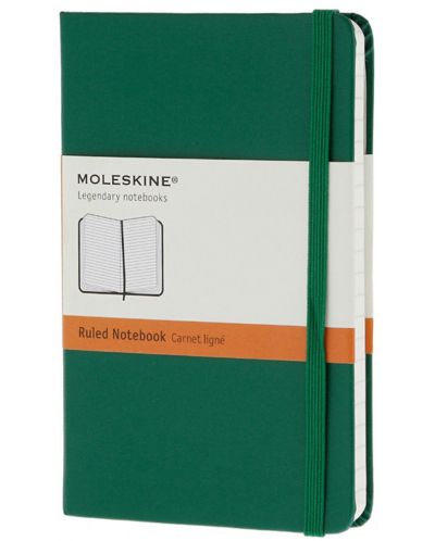 Джобен тефтер с твърди корици Moleskine Classic – Зелен, линирани листа