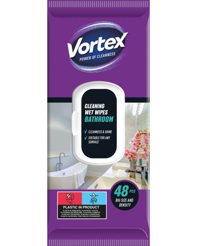 Мокри кърпи за почистване на баня Vortex - 48 броя - 1
