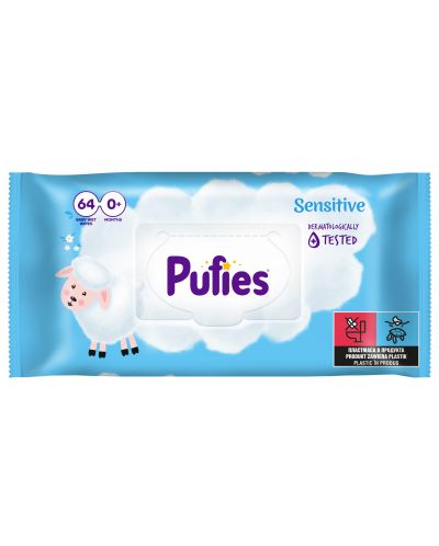 Мокри кърпички Pufies Sensitive, 12 х 64 броя - 2