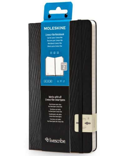 Тефтер с твърди корици Moleskine Livescribe Notebook #2 - Черен, линирани листа
