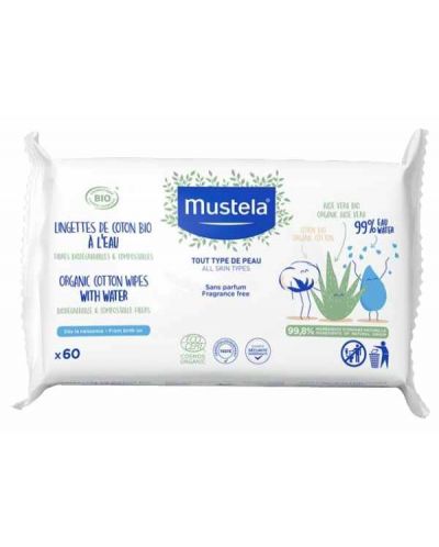 Мокри кърпички Mustela - С органичен памук и 99% вода, 60 броя - 1