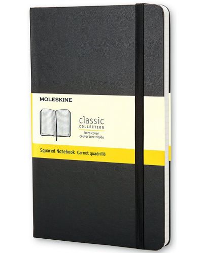 Джобен тефтер с твърди корици Moleskine Classic – Черен, листа на квадратчета - 1
