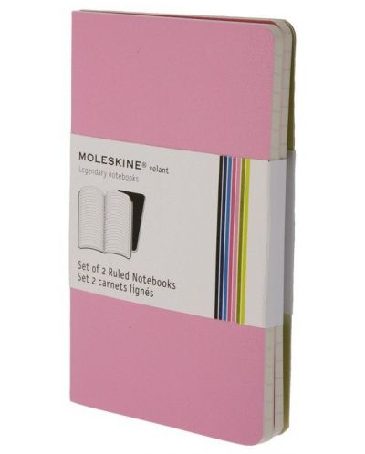 Комплект джобни тефтери Moleskine Volant Notebook – Розов, линирани листа - 1