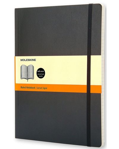 Тефтер с меки корици Moleskine Classic Notebook XL – Черен, линирани листа - 1