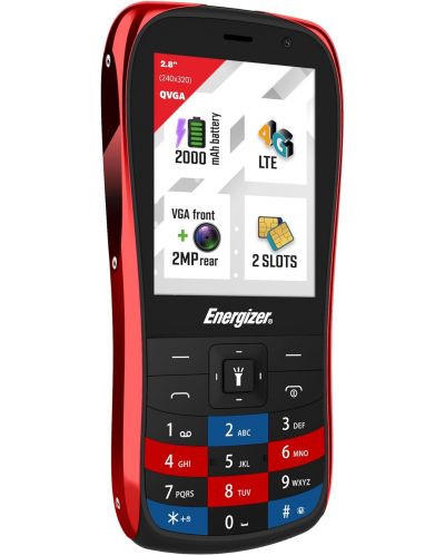 Мобилен телефон Energizer - E284S, 2.8'', 64MB/128MB, червен - 4