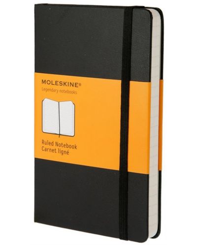 Джобен тефтер с твърди корици Moleskine Classic – Черен, линирани листа