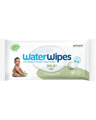 Мокри кърпички Water Wipes, със сапунено орехче, 60 броя - 1