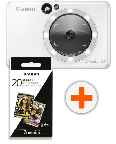 Моментален фотоапарат Canon - Zoemini S2, 8MPx, Pearl White - 1