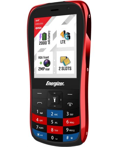 Мобилен телефон Energizer - E284S, 2.8'', 64MB/128MB, червен - 5